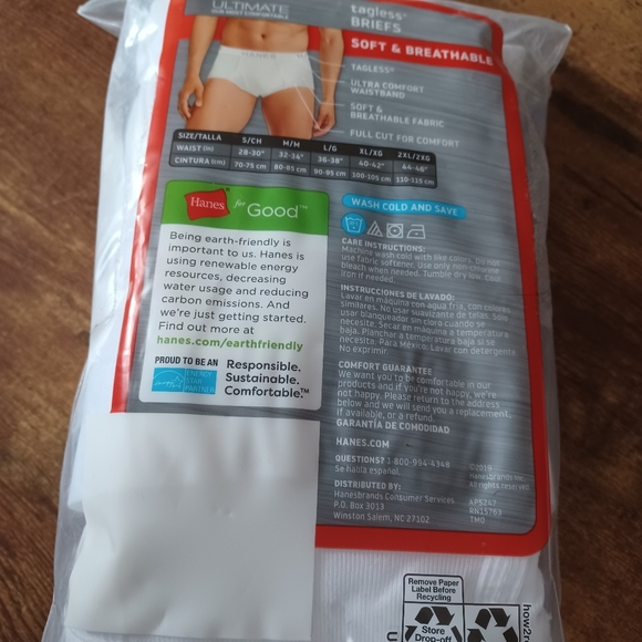 Fruit of the Loom Tag Free Briefs 8pk M 32"-34" - Picture 2 of 3